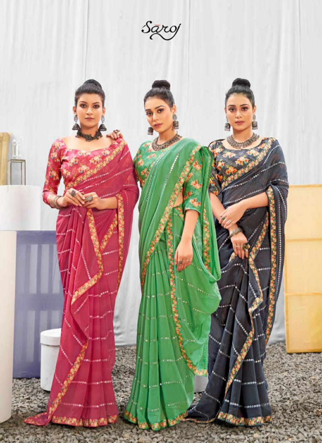 Saroj Gulika Fancy Stylish Party Wear Georgette Saree Collection
